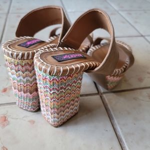 Wild Diva Multicolor Woven Platform Heels